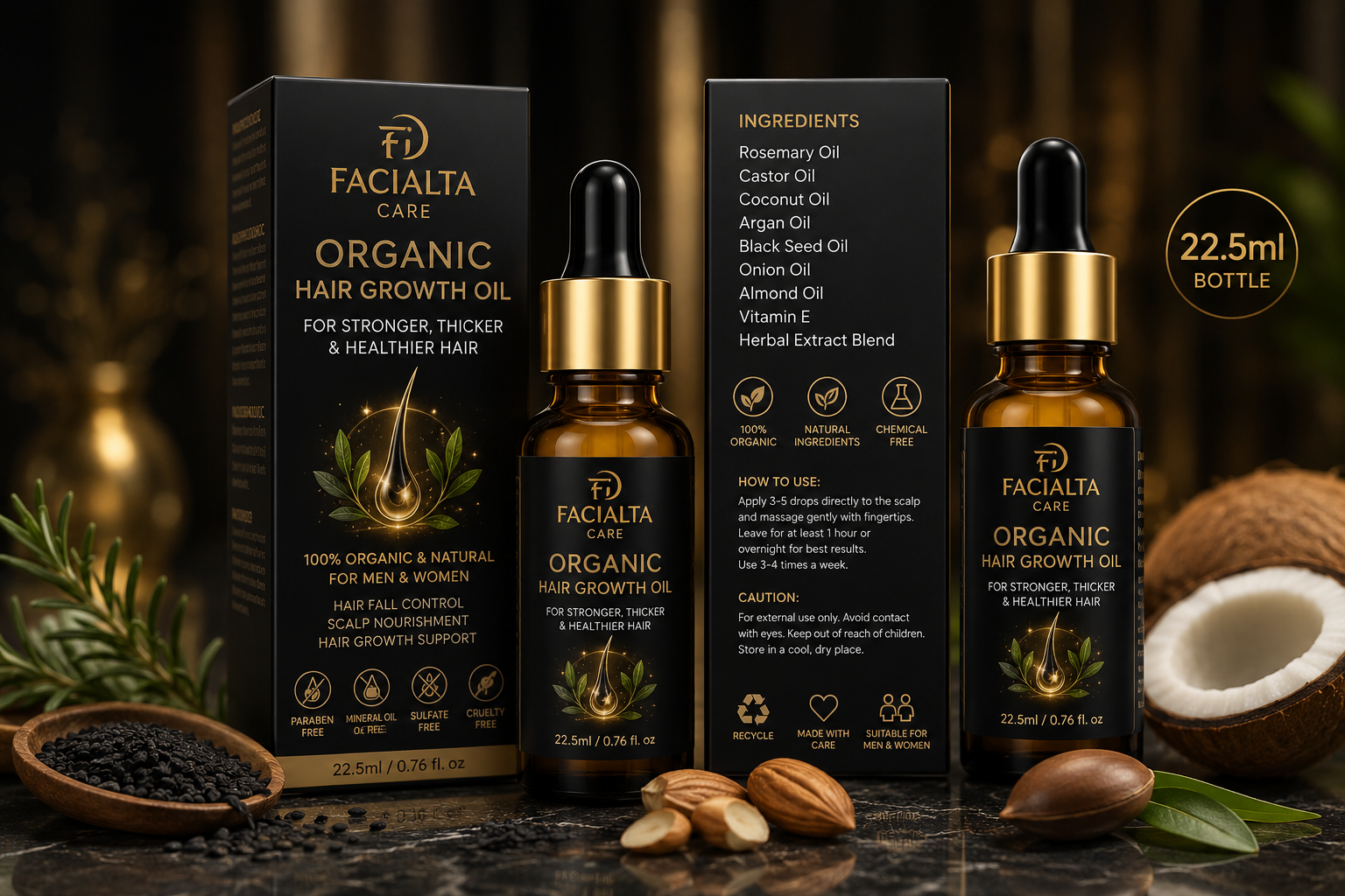Organic Hair Growth Oil for Men & Women