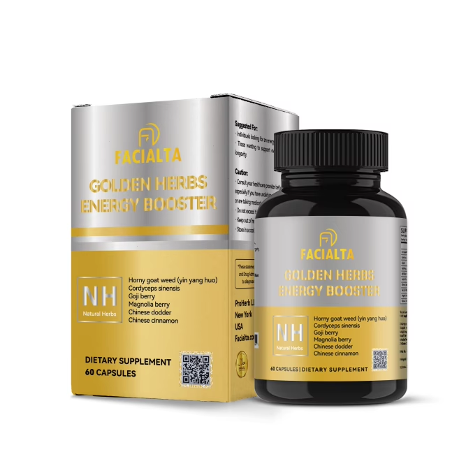 Facialta Golden Herbs Energy Booster – Natural Herbal Vitality & Stamina Support | 60 Capsules