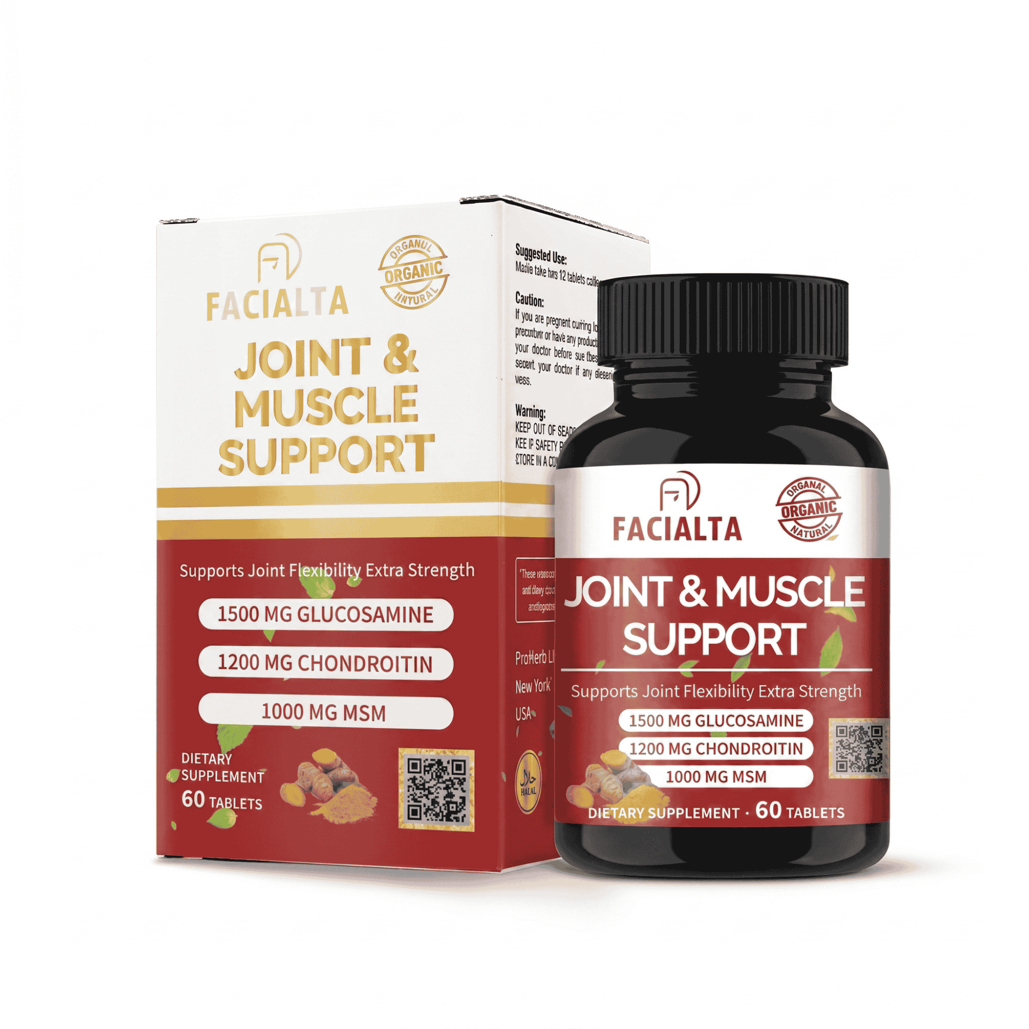 Facialta joint muscle support supplement with glucosamine 