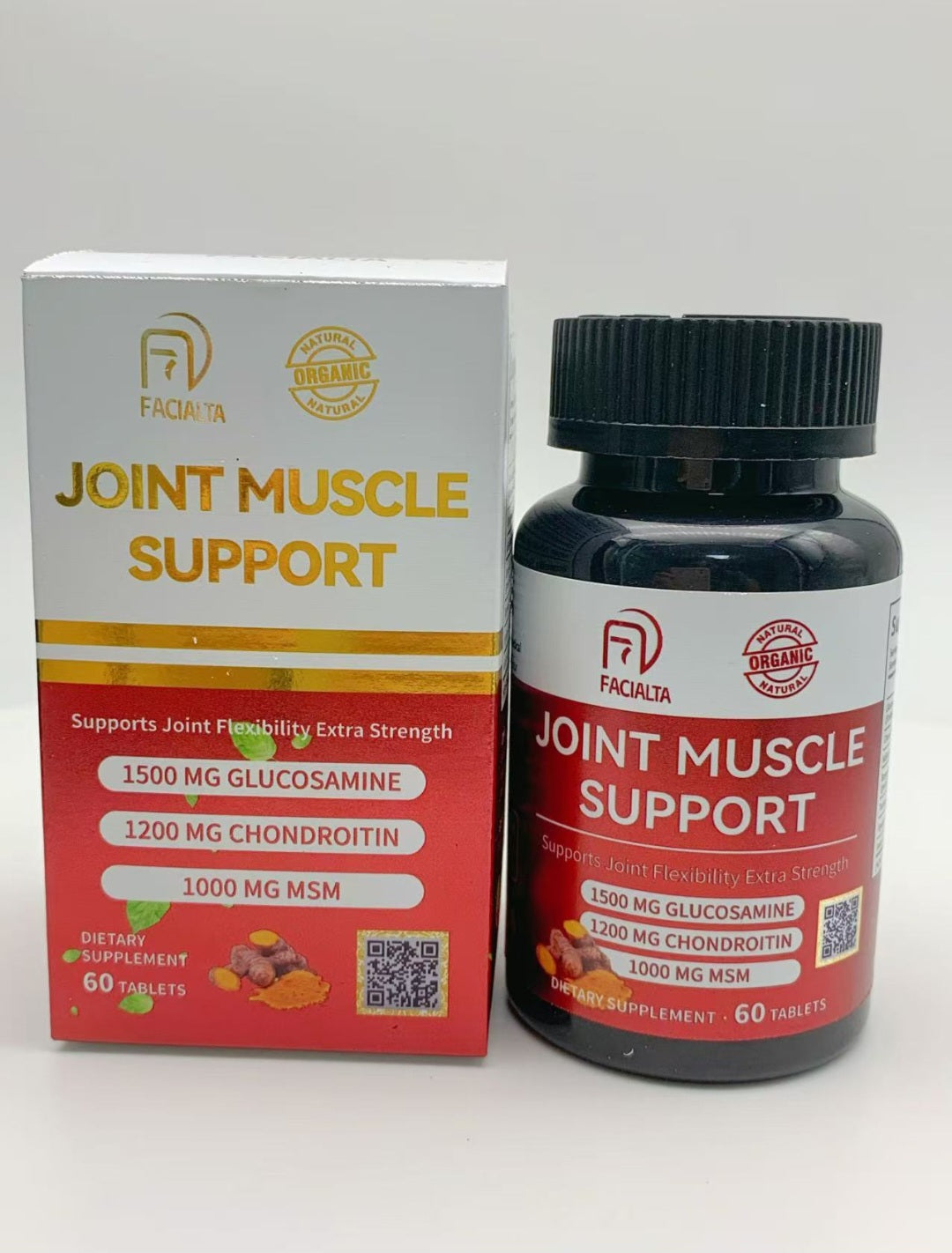 Facialta Joint & Muscle Support Supplement – Glucosamine, Chondroitin & MSM | 60 Tablets