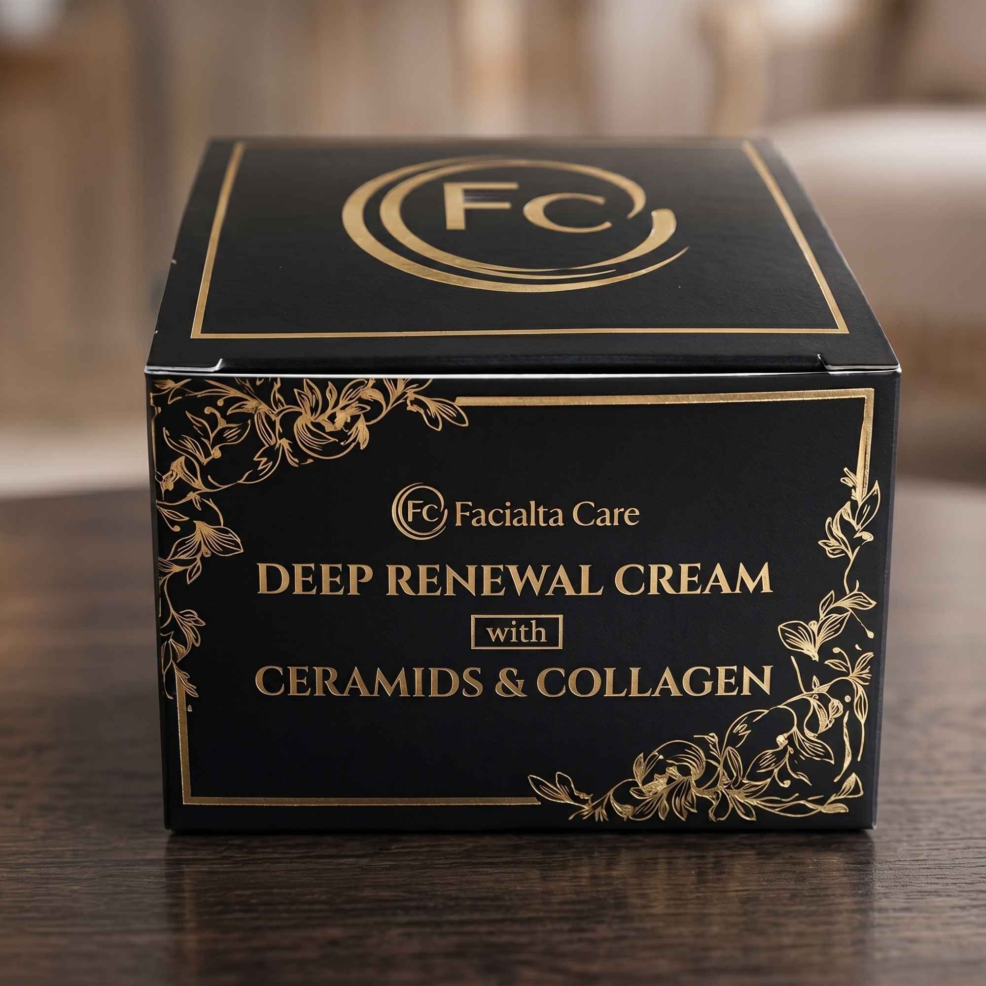 Close-up texture of Facialta ceramide collagen cream showing rich and hydrating formula