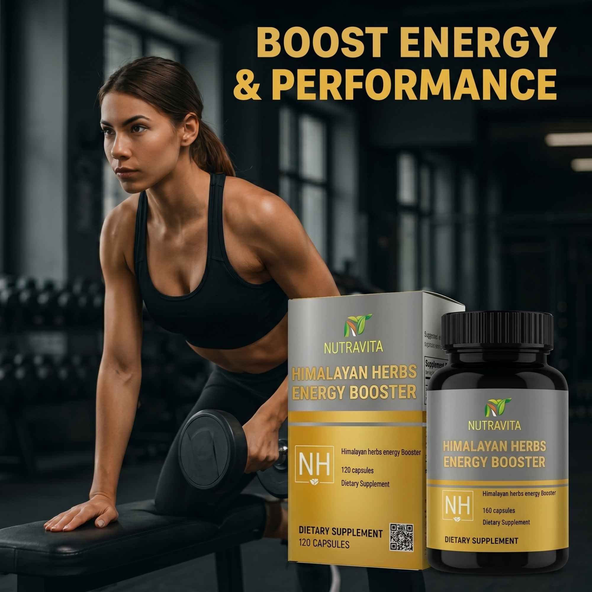 Woman using Facialta energy booster supplement for fitness performance and daily energy